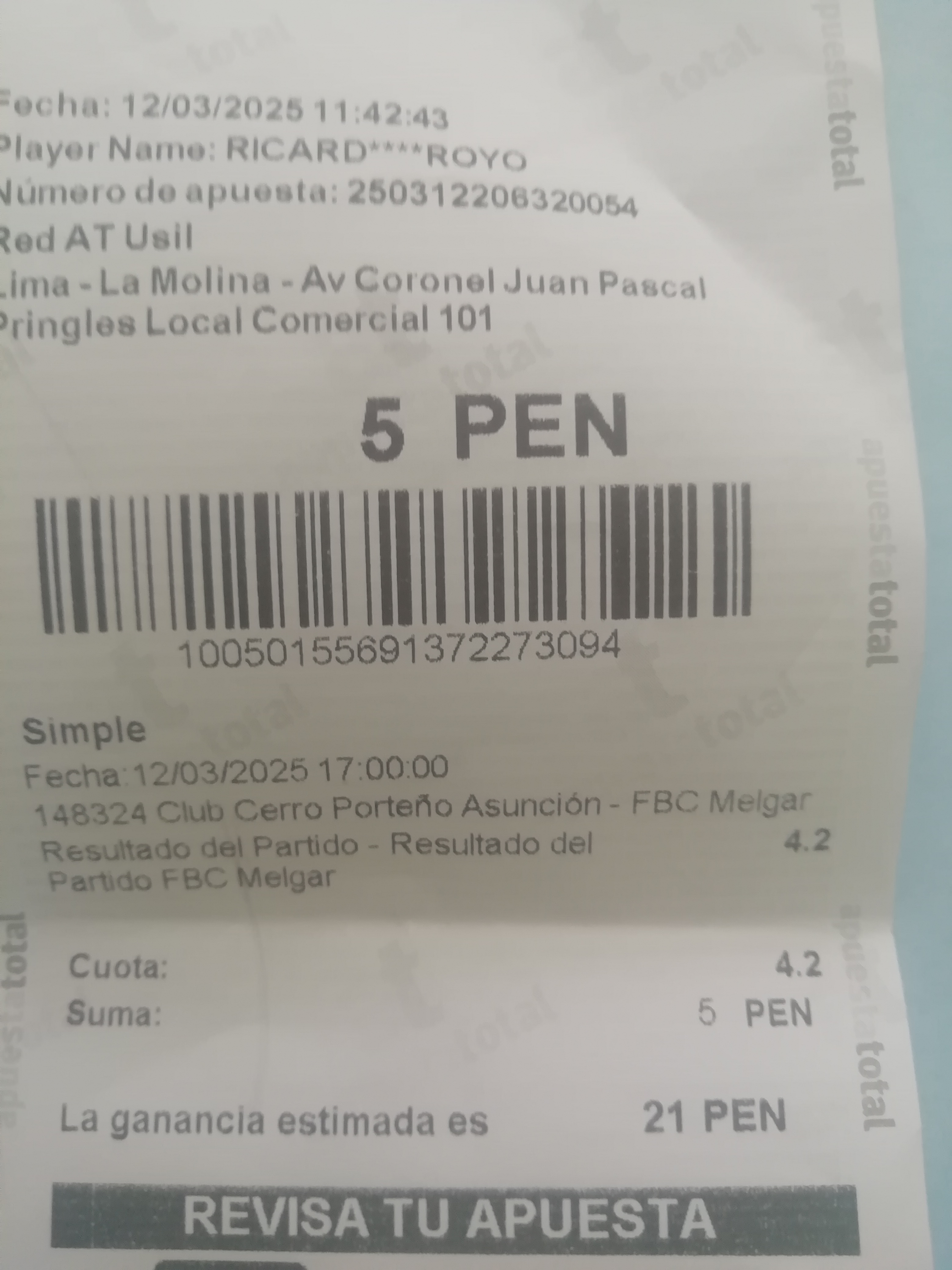 apuesta melgar vs cerro porteno