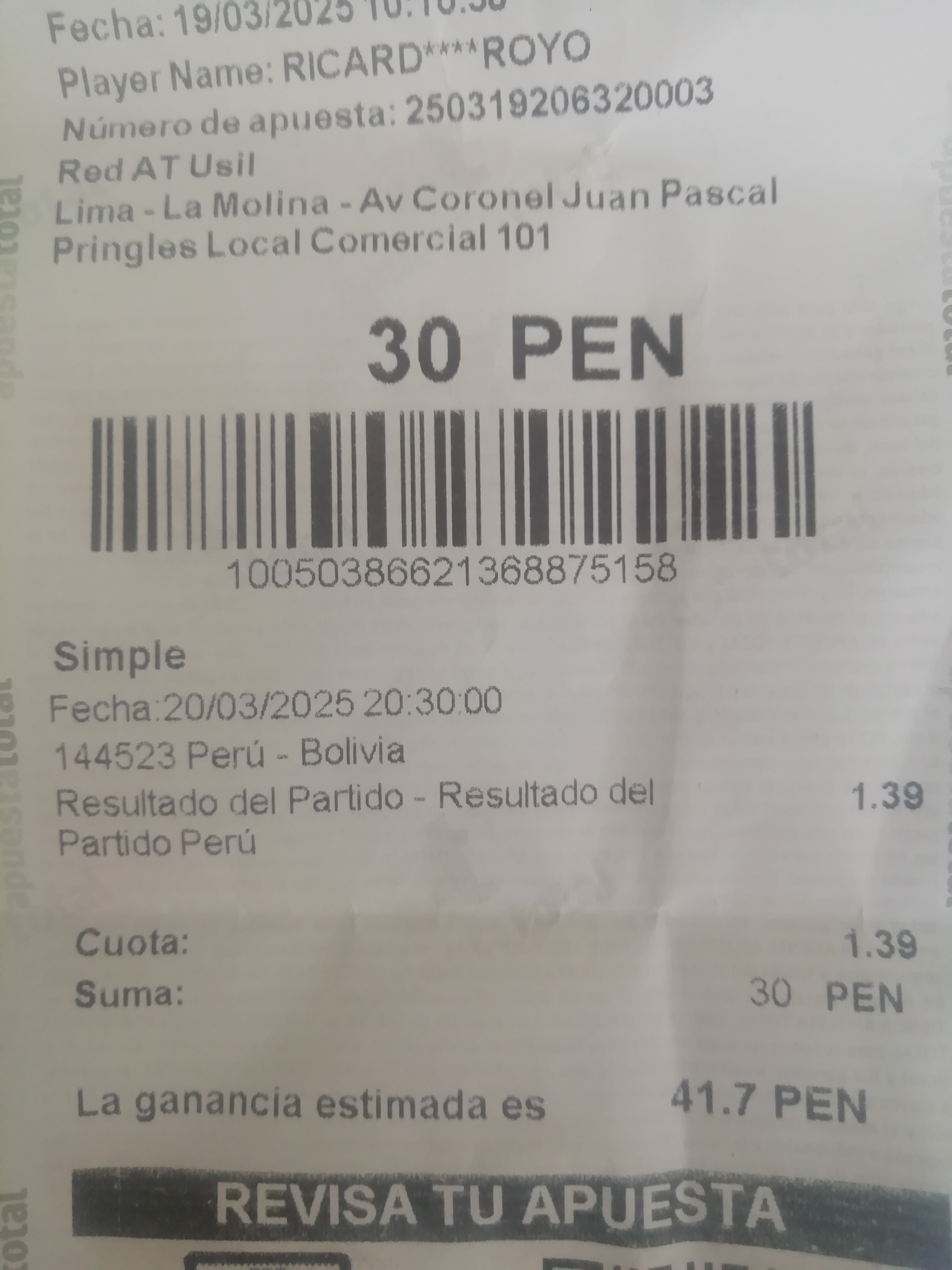 apuesta Peru vs Bolivia