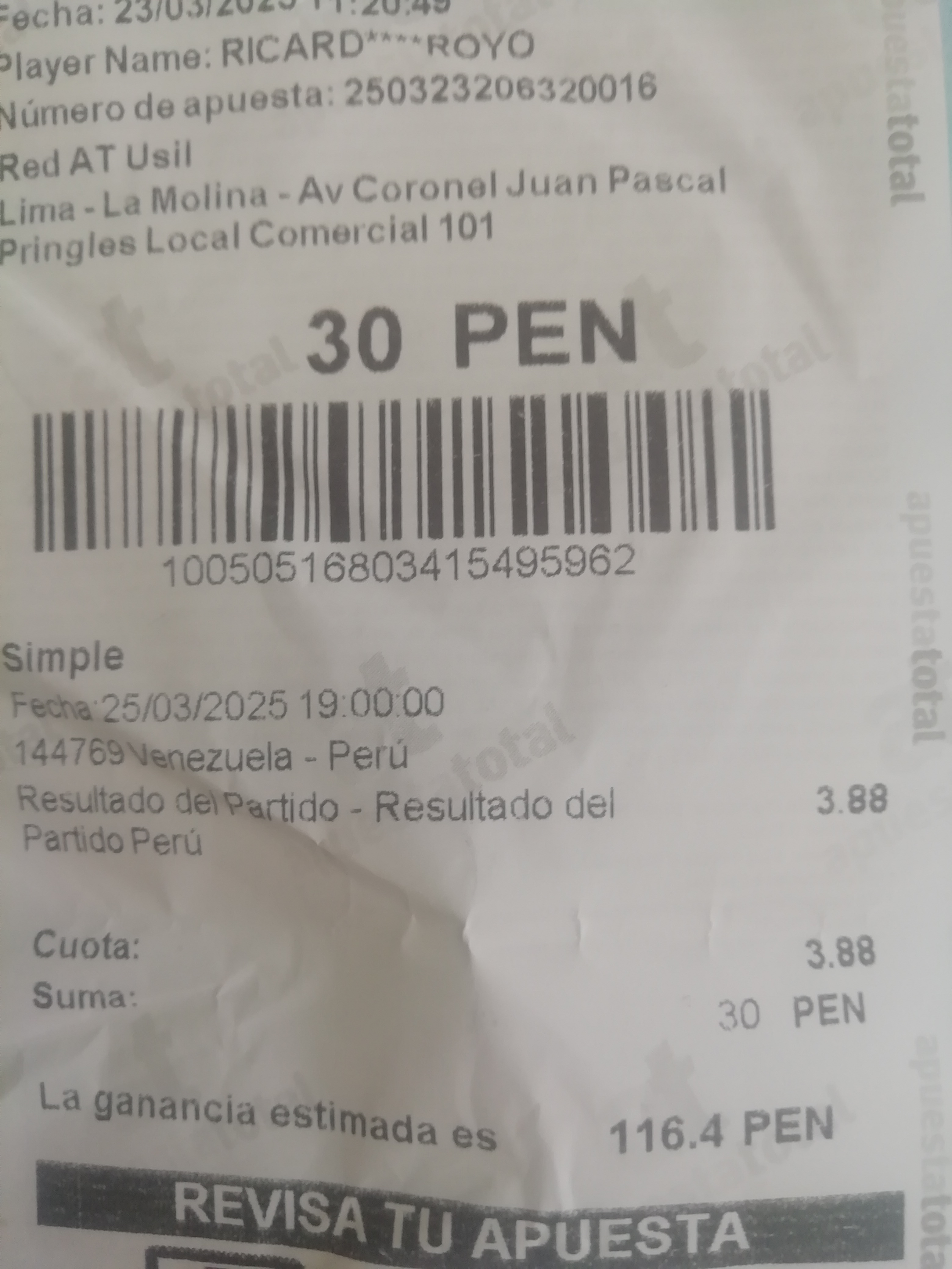 apuesta Peru vs Venezuela