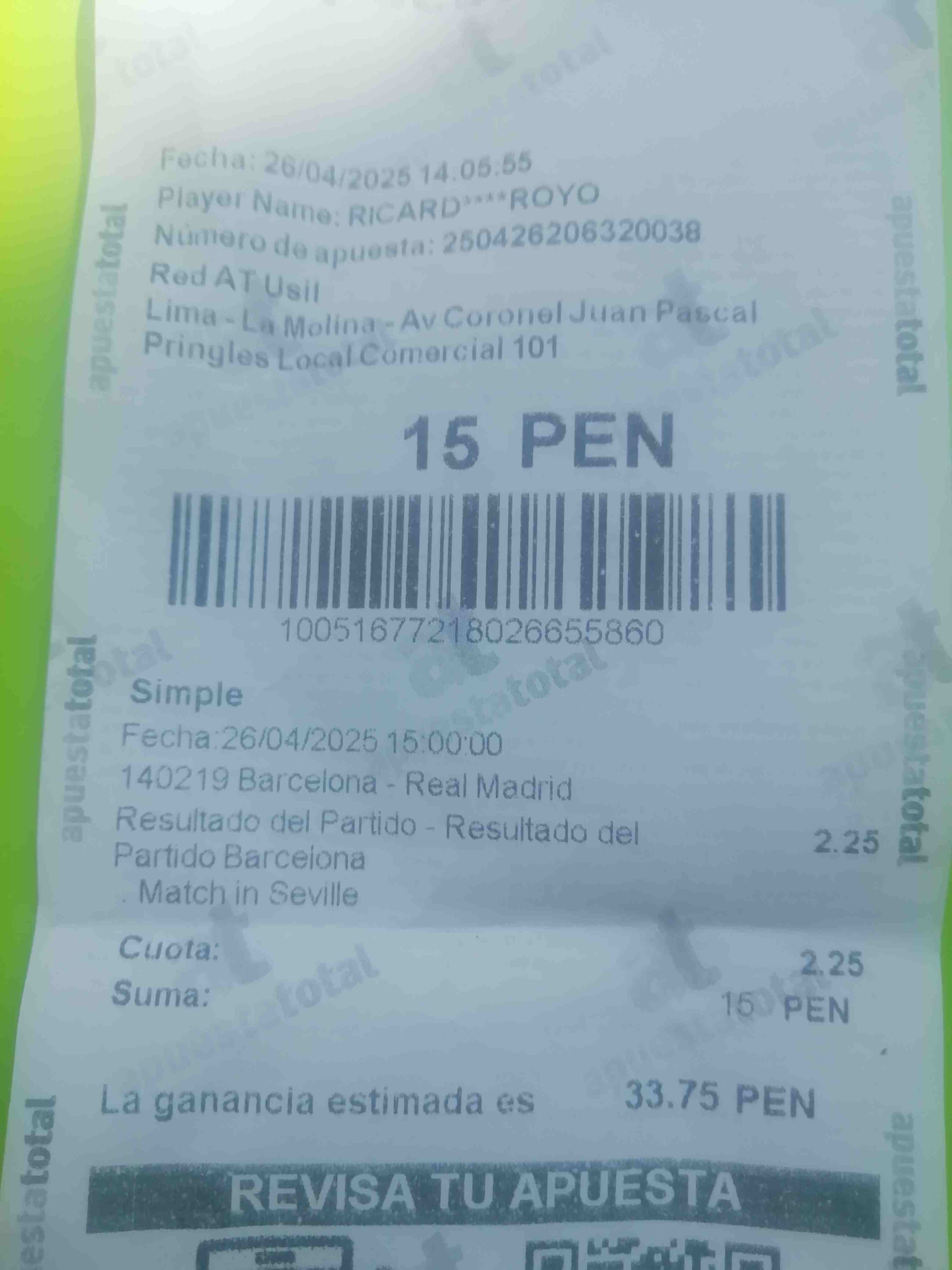apuesta Barcelona vs Real Madrid